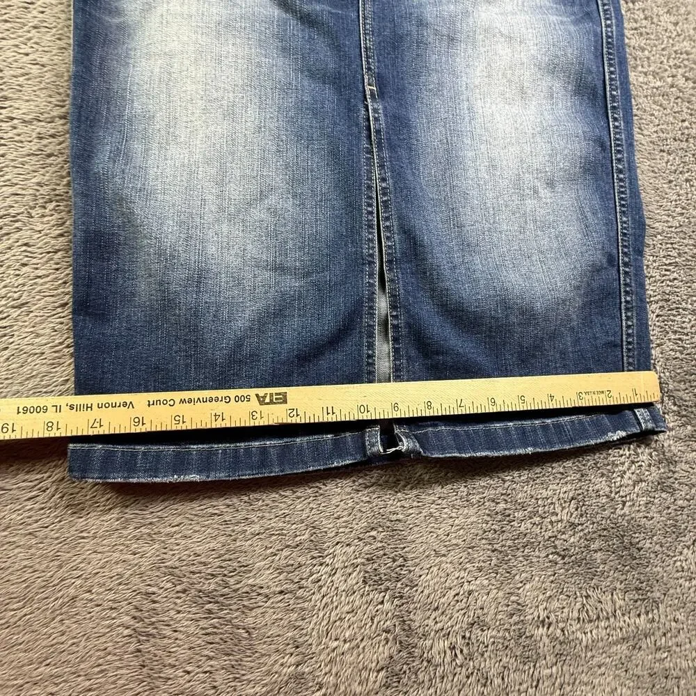 Hinge Denim Pencil Skirt Midi Womens 10 Blue Stone Wash Stretch Cotton - Picture 6 of 8